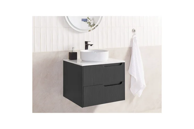 Tvättställsskåp Quintela Svart, Vit, 60x52x48 cm - Svart, Vit, 60x52x48 cm - Hus & renovering - Kök & bad - Badrum - Badrumsmöbler & badrumsinredning - Badrumsskåp