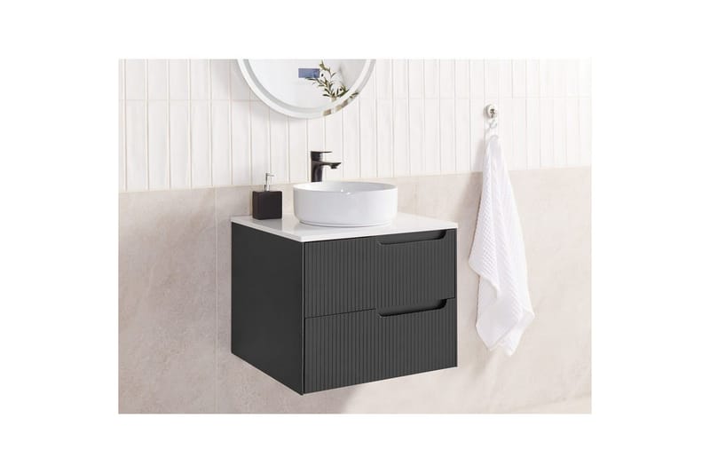 Tvättställsskåp Quintela Svart, Vit, 60x52x48 cm - Svart, Vit, 60x52x48 cm - Hus & renovering - Kök & bad - Badrum - Badrumsmöbler & badrumsinredning - Badrumsskåp