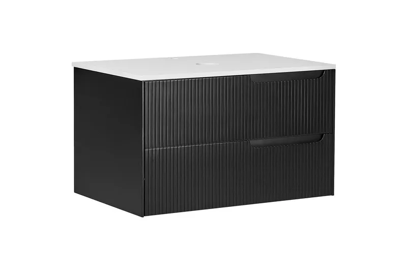 Tvättställsskåp Quintela Svart, Vit, 80x52x48 cm - Svart, Vit, 80x52x48 cm - Hus & renovering - Kök & bad - Badrum - Badrumsmöbler & badrumsinredning - Badrumsskåp