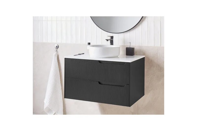 Tvättställsskåp Quintela Svart, Vit, 80x52x48 cm - Svart, Vit, 80x52x48 cm - Hus & renovering - Kök & bad - Badrum - Badrumsmöbler & badrumsinredning - Badrumsskåp