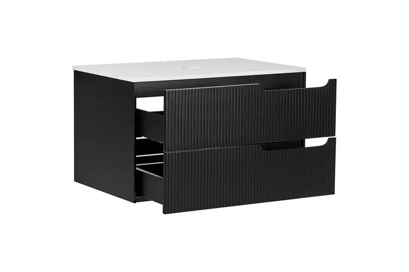 Tvättställsskåp Quintela Svart, Vit, 80x52x48 cm - Svart, Vit, 80x52x48 cm - Hus & renovering - Kök & bad - Badrum - Badrumsmöbler & badrumsinredning - Badrumsskåp