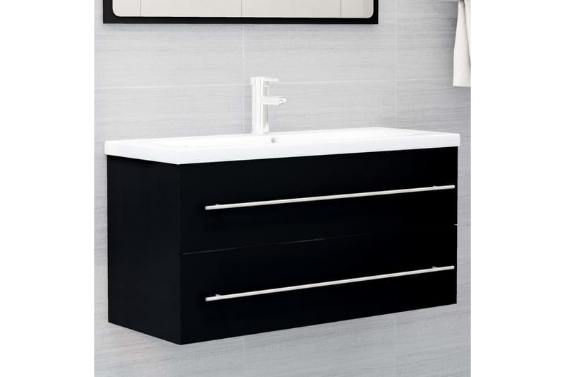 Tvättställsskåp svart 100x38,5x48 cm spånskiva - Svart - Hus & renovering - Kök & bad - Badrum - Badrumsmöbler & badrumsinredning - Tvättställsskåp & kommod