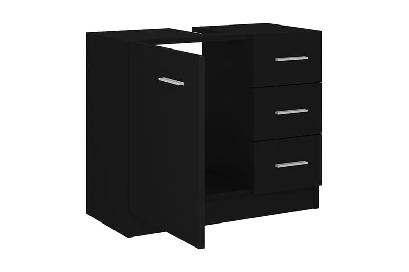 Tvättställsskåp svart 63x30x54 cm spånskiva - Svart - Hus & renovering - Kök & bad - Badrum - Badrumsmöbler & badrumsinredning - Tvättställsskåp & kommod