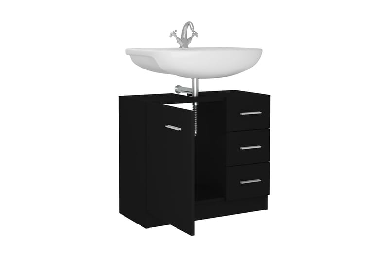 Tvättställsskåp svart 63x30x54 cm spånskiva - Svart - Hus & renovering - Kök & bad - Badrum - Badrumsmöbler & badrumsinredning - Tvättställsskåp & kommod