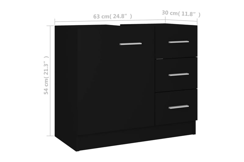 Tvättställsskåp svart 63x30x54 cm spånskiva - Svart - Hus & renovering - Kök & bad - Badrum - Badrumsmöbler & badrumsinredning - Tvättställsskåp & kommod