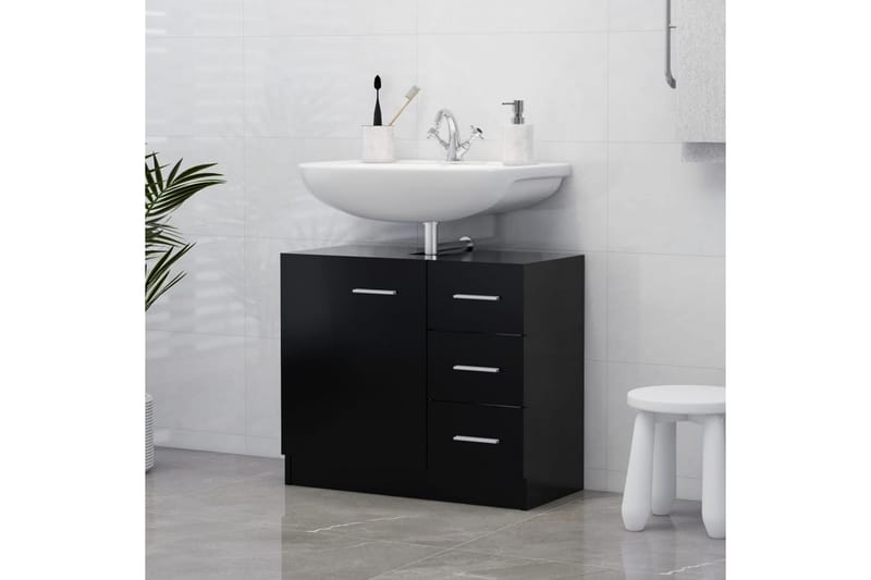 Tvättställsskåp svart 63x30x54 cm spånskiva - Svart - Hus & renovering - Kök & bad - Badrum - Badrumsmöbler & badrumsinredning - Tvättställsskåp & kommod