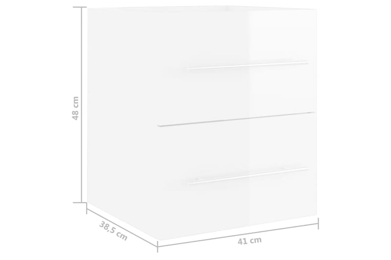 Tvättställsskåp vit högglans 41x38,5x48 cm spånskiva - Vit - Tvättställsskåp & kommod