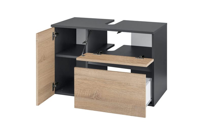 Tvättställsskåp Wisla 80x45x53 cm, Antracit/Ek - 80x45x53 cm, Antracit/Ek - Hus & renovering - Kök & bad - Badrum - Badrumsmöbler & badrumsinredning - Tvättställsskåp & kommod