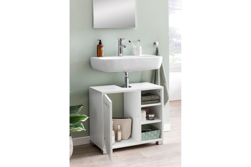 Tvättställsskåp Wohnling Folierad spånskiva 1 dörr 3 förvaringshyllor modern - Hus & renovering - Kök & bad - Badrum - Badrumsmöbler & badrumsinredning - Badrumsskåp