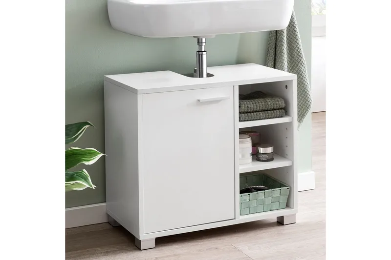 Tvättställsskåp Wohnling Folierad spånskiva 1 dörr 3 förvaringshyllor modern - Hus & renovering - Kök & bad - Badrum - Badrumsmöbler & badrumsinredning - Badrumsskåp