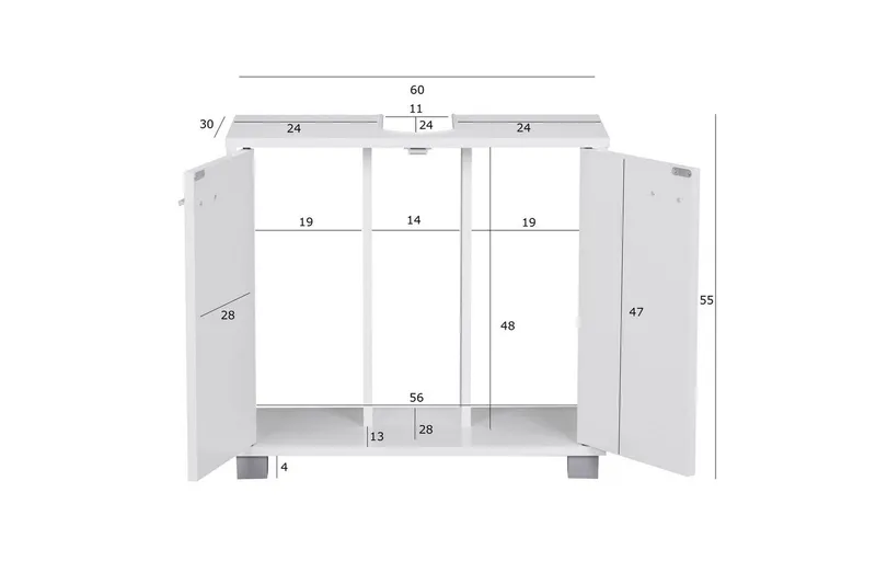 Tvättställsskåp Wohnling Folierad spånskiva 2 dörrar kontor modern - Hus & renovering - Kök & bad - Badrum - Badrumsmöbler & badrumsinredning - Badrumsskåp