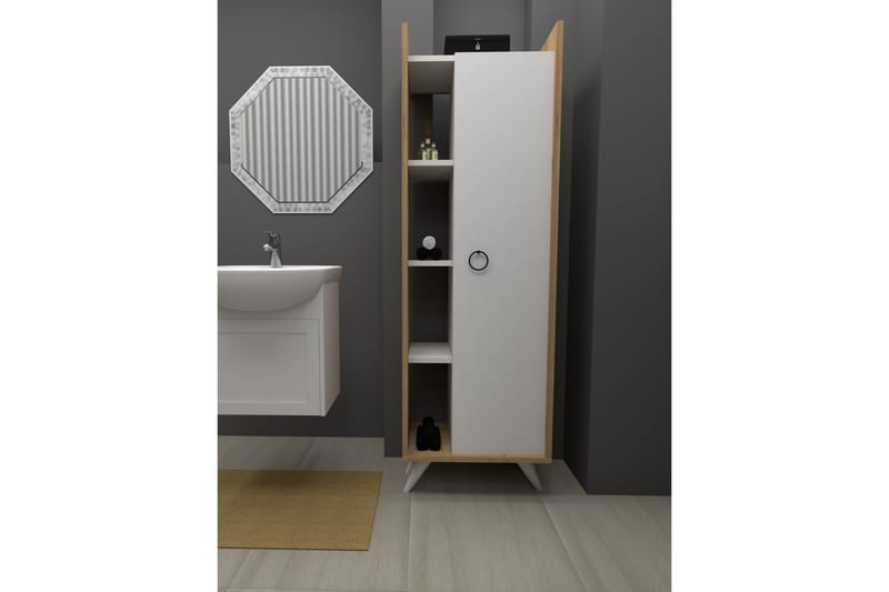 Badrumsskåp 32x155 cm - Natur/Vit - Hus & renovering - Kök & bad - Badrum - Badrumsmöbler & badrumsinredning - Väggskåp & högskåp