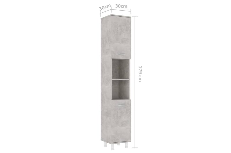 Badrumsskåp betonggrå 30x30x179 cm spånskiva - Grå - Badrumsskåp - Väggskåp & högskåp