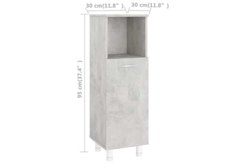 Badrumsskåp betonggrå 30x30x95 cm spånskiva - Grå - Badrumsskåp - Väggskåp & högskåp