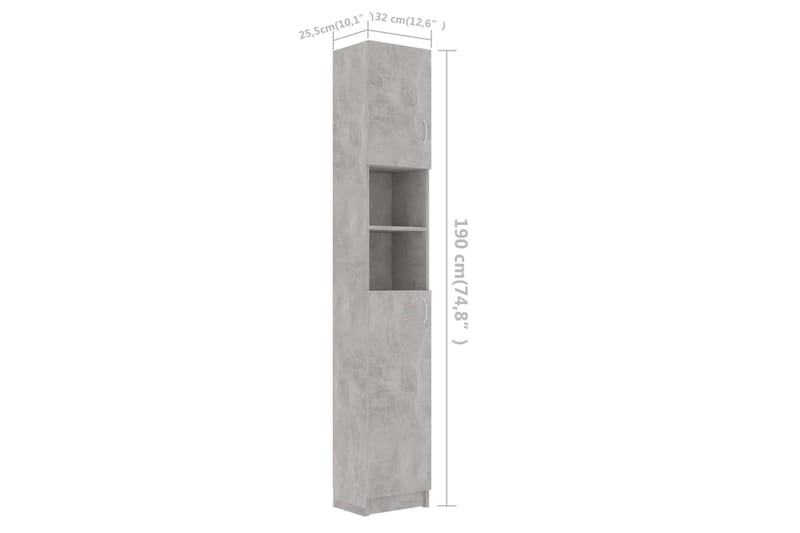 Badrumsskåp betonggrå 32x25,5x190 cm spånskiva - Grå - Tvättskåp - Väggskåp & högskåp - Badrumsskåp