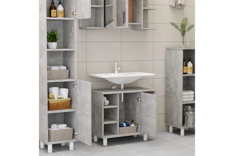 Badrumsskåp betonggrå 60x32x53,5 cm spånskiva - Grå - Hus & renovering - Kök & bad - Badrum - Badrumsmöbler & badrumsinredning - Väggskåp & högskåp
