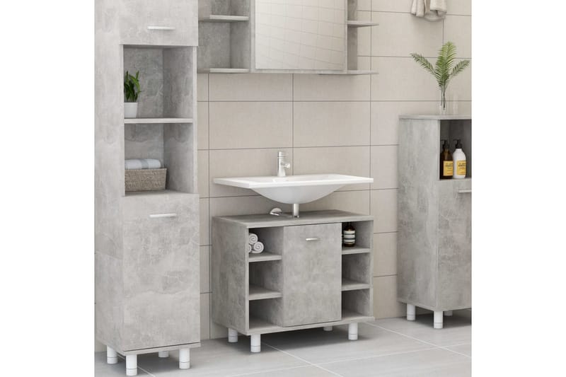 Badrumsskåp betonggrå 60x32x53,5 cm spånskiva - Grå - Hus & renovering - Kök & bad - Badrum - Badrumsmöbler & badrumsinredning - Väggskåp & högskåp
