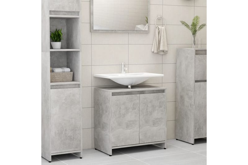 Badrumsskåp betonggrå 60x33x61 cm spånskiva - Grå - Hus & renovering - Kök & bad - Badrum - Badrumsmöbler & badrumsinredning - Väggskåp & högskåp