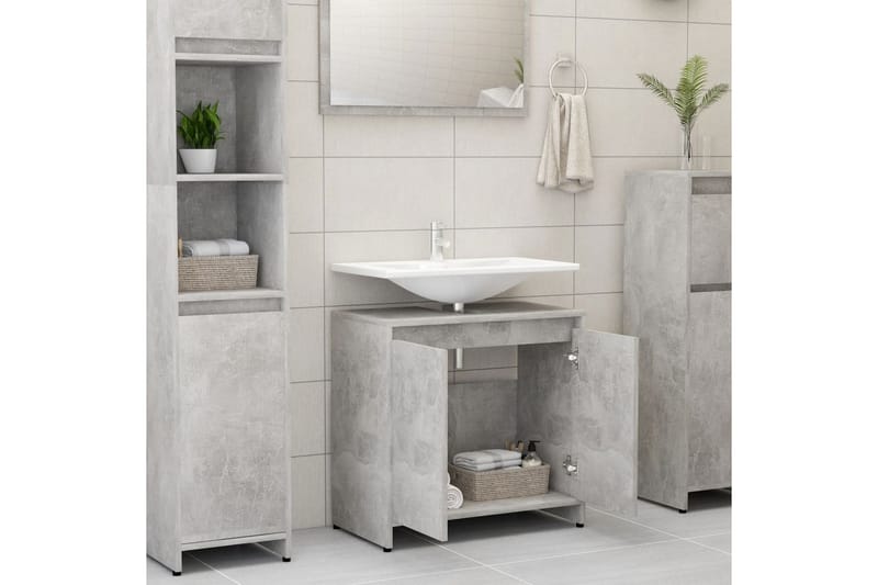 Badrumsskåp betonggrå 60x33x61 cm spånskiva - Grå - Hus & renovering - Kök & bad - Badrum - Badrumsmöbler & badrumsinredning - Väggskåp & högskåp