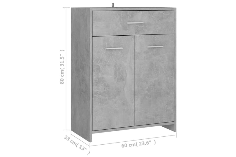 Badrumsskåp betonggrå 60x33x80 cm spånskiva - Grå - Tvättskåp - Väggskåp & högskåp - Badrumsskåp