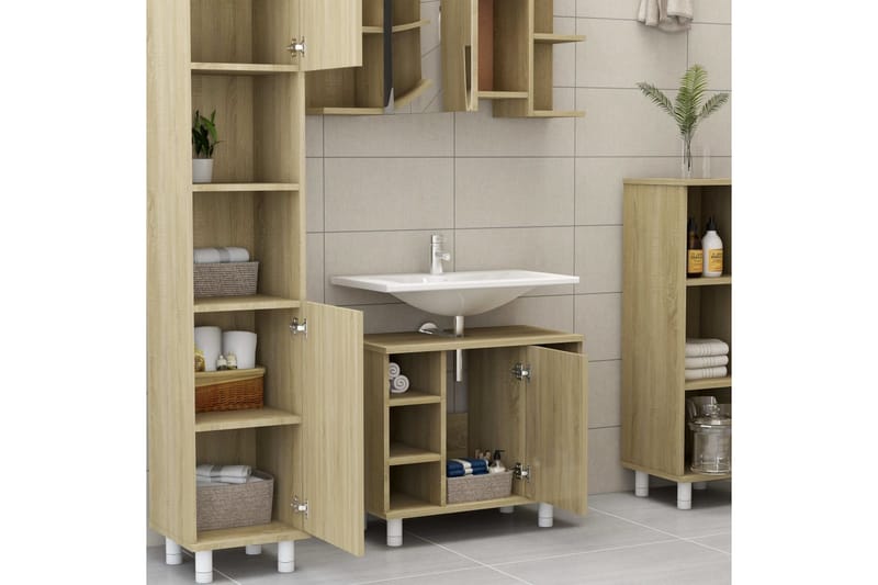 Badrumsskåp sonoma-ek 60x32x53,5 cm spånskiva - Brun - Hus & renovering - Kök & bad - Badrum - Badrumsmöbler & badrumsinredning - Väggskåp & högskåp