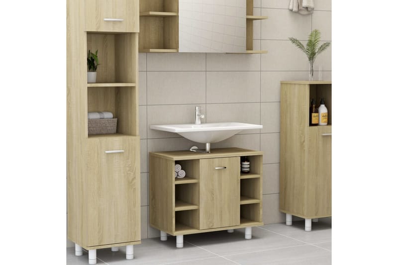 Badrumsskåp sonoma-ek 60x32x53,5 cm spånskiva - Brun - Hus & renovering - Kök & bad - Badrum - Badrumsmöbler & badrumsinredning - Väggskåp & högskåp