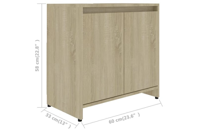 Badrumsskåp sonoma-ek 60x33x61 cm spånskiva - Brun - Hus & renovering - Kök & bad - Badrum - Badrumsmöbler & badrumsinredning - Väggskåp & högskåp