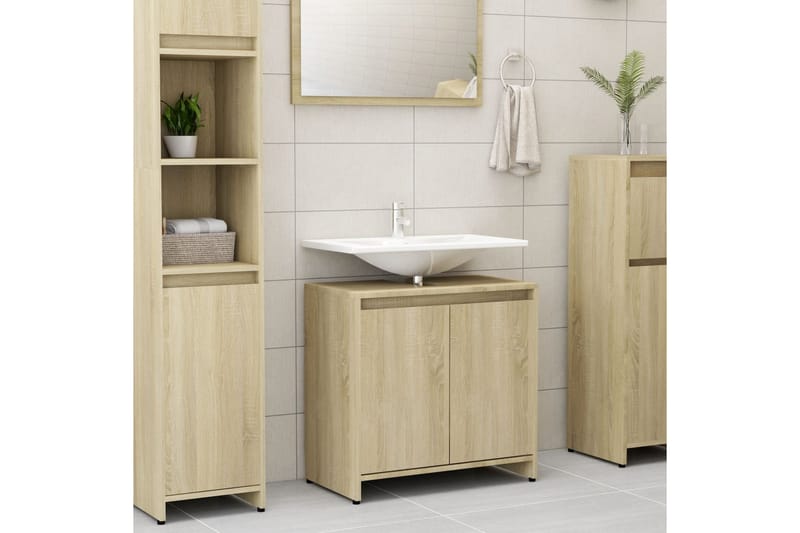 Badrumsskåp sonoma-ek 60x33x61 cm spånskiva - Brun - Hus & renovering - Kök & bad - Badrum - Badrumsmöbler & badrumsinredning - Väggskåp & högskåp