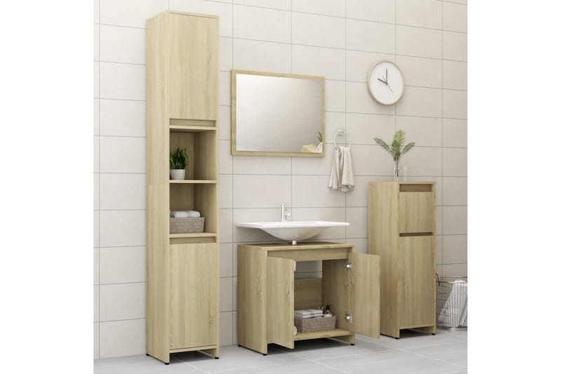 Badrumsskåp sonoma-ek 60x33x61 cm spånskiva - Brun - Hus & renovering - Kök & bad - Badrum - Badrumsmöbler & badrumsinredning - Väggskåp & högskåp