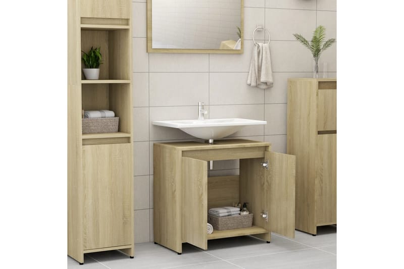 Badrumsskåp sonoma-ek 60x33x61 cm spånskiva - Brun - Hus & renovering - Kök & bad - Badrum - Badrumsmöbler & badrumsinredning - Väggskåp & högskåp
