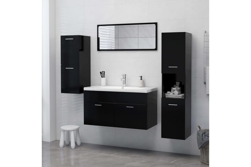 Badrumsskåp svart 30x30x80 cm spånskiva - Svart - Hus & renovering - Kök & bad - Badrum - Badrumsmöbler & badrumsinredning - Väggskåp & högskåp