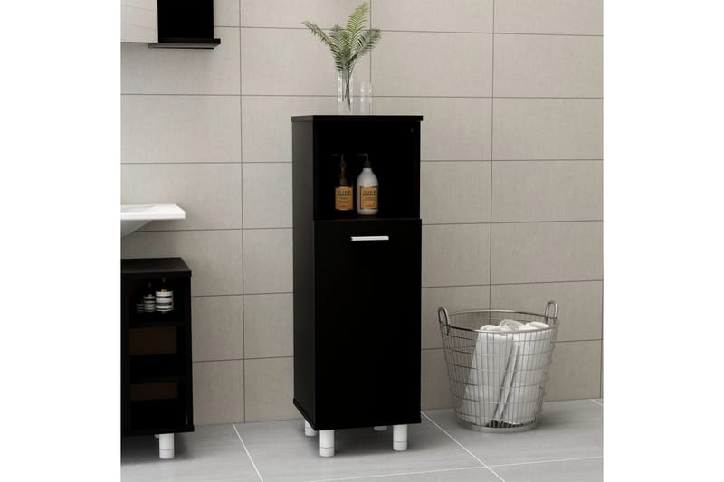 Badrumsskåp svart 30x30x95 cm spånskiva - Svart - Hus & renovering - Kök & bad - Badrum - Badrumsmöbler & badrumsinredning - Väggskåp & högskåp