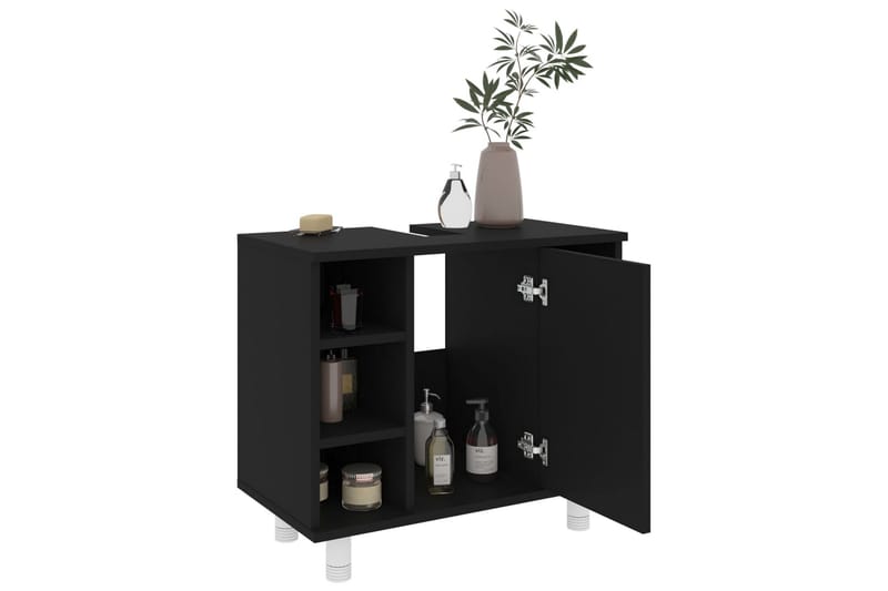 Badrumsskåp svart 60x32x53,5 cm spånskiva - Svart - Hus & renovering - Kök & bad - Badrum - Badrumsmöbler & badrumsinredning - Väggskåp & högskåp