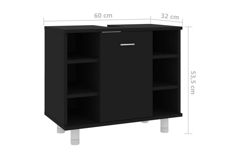 Badrumsskåp svart 60x32x53,5 cm spånskiva - Svart - Hus & renovering - Kök & bad - Badrum - Badrumsmöbler & badrumsinredning - Väggskåp & högskåp