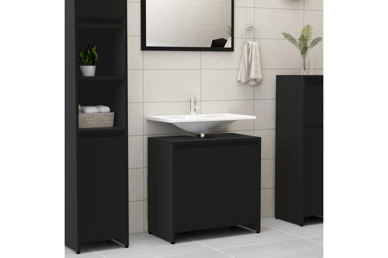 Badrumsskåp svart 60x33x61 cm spånskiva - Svart - Hus & renovering - Kök & bad - Badrum - Badrumsmöbler & badrumsinredning - Väggskåp & högskåp