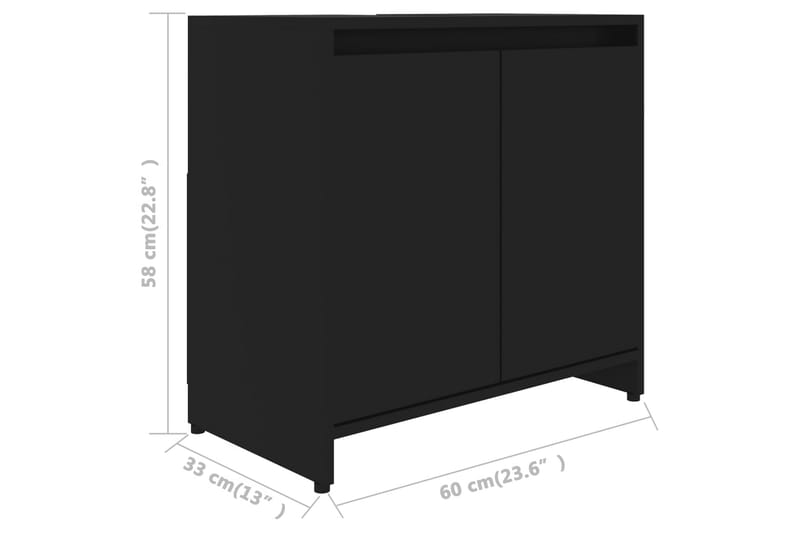 Badrumsskåp svart 60x33x61 cm spånskiva - Svart - Badrumsskåp - Väggskåp & högskåp
