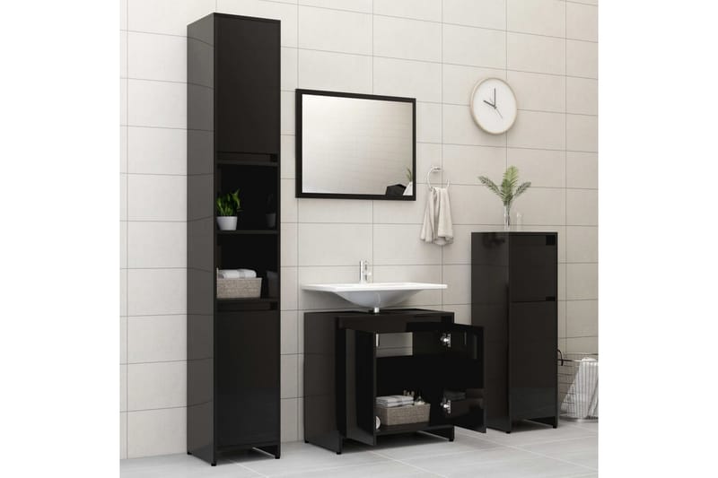 Badrumsskåp svart 60x33x61 cm spånskiva - Svart - Hus & renovering - Kök & bad - Badrum - Badrumsmöbler & badrumsinredning - Väggskåp & högskåp