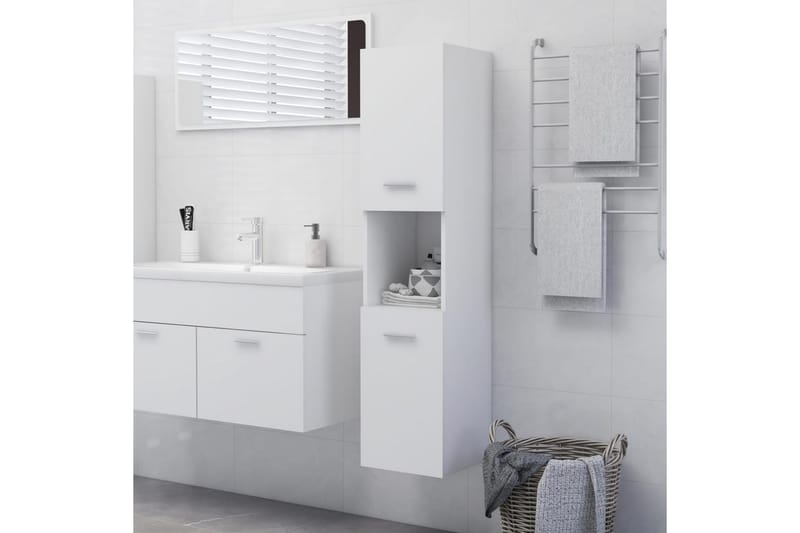 Badrumsskåp vit 30x30x130 cm spånskiva - Vit - Hus & renovering - Kök & bad - Badrum - Badrumsmöbler & badrumsinredning - Väggskåp & högskåp