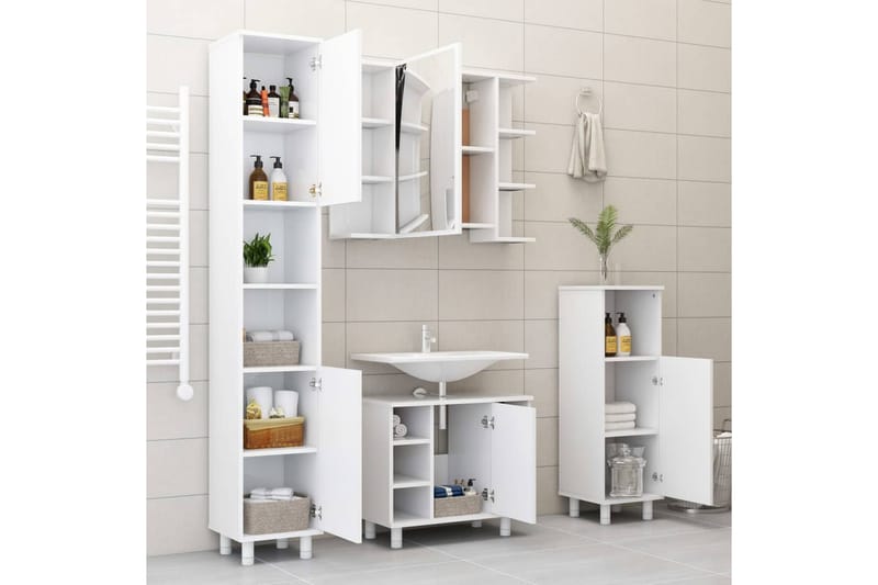 Badrumsskåp vit 30x30x95 cm spånskiva - Vit - Hus & renovering - Kök & bad - Badrum - Badrumsmöbler & badrumsinredning - Väggskåp & högskåp