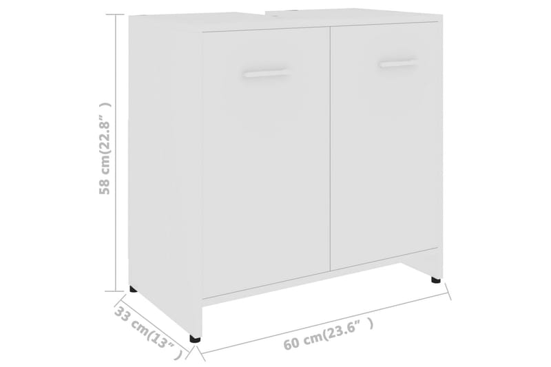 Badrumsskåp vit 60x33x61 cm spånskiva - Vit - Väggskåp & högskåp - Badrumsskåp