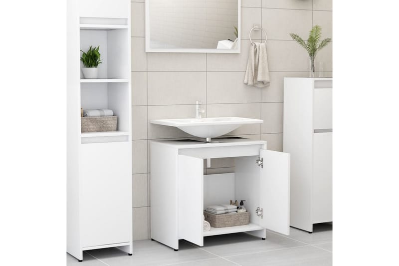 Badrumsskåp vit 60x33x61 cm spånskiva - Vit - Hus & renovering - Kök & bad - Badrum - Badrumsmöbler & badrumsinredning - Väggskåp & högskåp