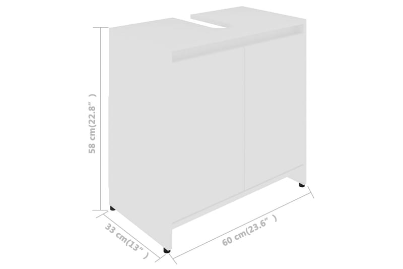Badrumsskåp vit 60x33x61 cm spånskiva - Vit - Hus & renovering - Kök & bad - Badrum - Badrumsmöbler & badrumsinredning - Väggskåp & högskåp