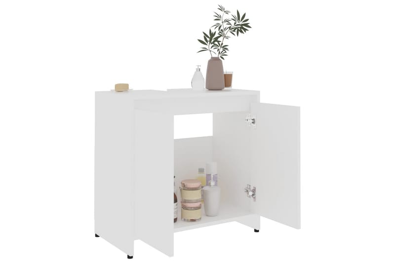Badrumsskåp vit 60x33x61 cm spånskiva - Vit - Hus & renovering - Kök & bad - Badrum - Badrumsmöbler & badrumsinredning - Väggskåp & högskåp