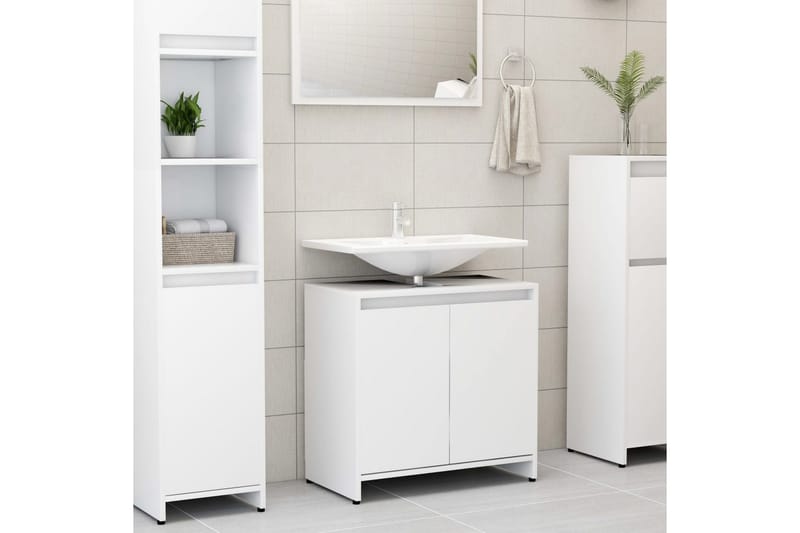 Badrumsskåp vit 60x33x61 cm spånskiva - Vit - Hus & renovering - Kök & bad - Badrum - Badrumsmöbler & badrumsinredning - Väggskåp & högskåp