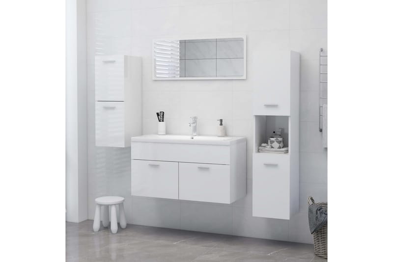 Badrumsskåp vit högglans 30x30x80 cm spånskiva - Vit - Hus & renovering - Kök & bad - Badrum - Badrumsmöbler & badrumsinredning - Väggskåp & högskåp