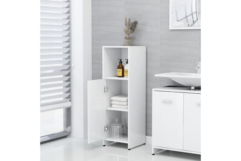 Badrumsskåp vit högglans 30x30x95 cm spånskiva - Vit - Hus & renovering - Kök & bad - Badrum - Badrumsmöbler & badrumsinredning - Väggskåp & högskåp