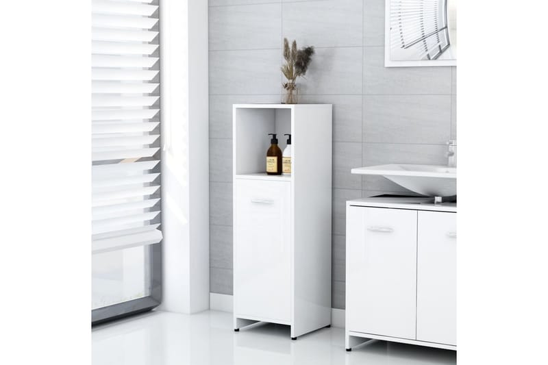 Badrumsskåp vit högglans 30x30x95 cm spånskiva - Vit - Hus & renovering - Kök & bad - Badrum - Badrumsmöbler & badrumsinredning - Väggskåp & högskåp