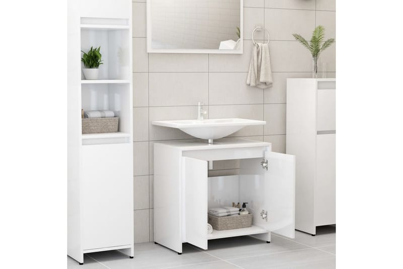 Badrumsskåp vit högglans 60x33x61 cm spånskiva - Vit - Hus & renovering - Kök & bad - Badrum - Badrumsmöbler & badrumsinredning - Väggskåp & högskåp