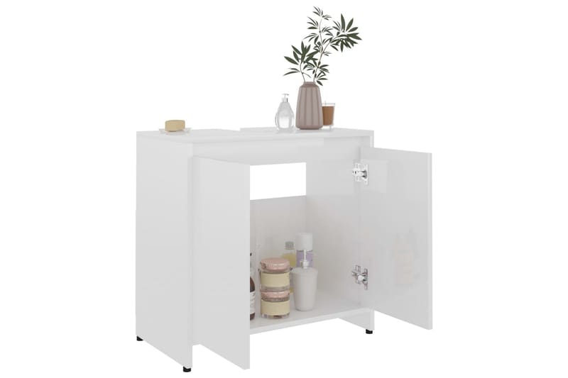 Badrumsskåp vit högglans 60x33x61 cm spånskiva - Vit - Hus & renovering - Kök & bad - Badrum - Badrumsmöbler & badrumsinredning - Väggskåp & högskåp