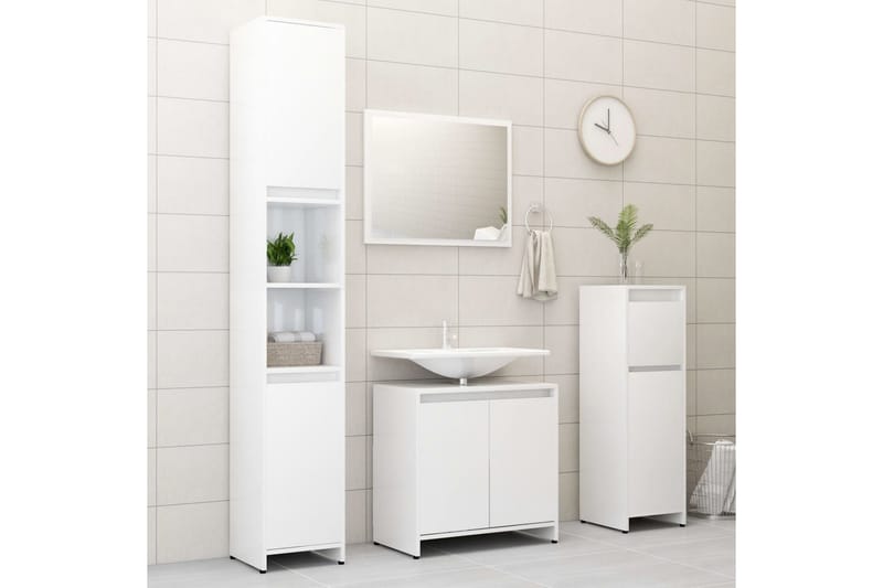 Badrumsskåp vit högglans 60x33x61 cm spånskiva - Vit - Hus & renovering - Kök & bad - Badrum - Badrumsmöbler & badrumsinredning - Väggskåp & högskåp